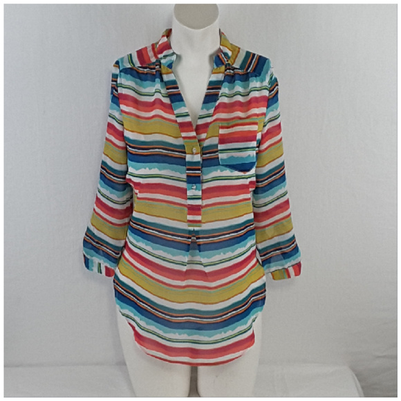 Truth NYC Tops - TRUTH, Watercolor Stripes Top, size Small